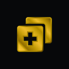 Add gold plated metalic icon or logo vector