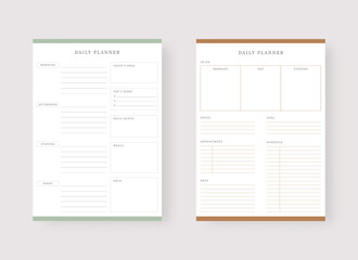 Modern planner template set. Set of planner and to do list. Daily planner template. Vector illustration.