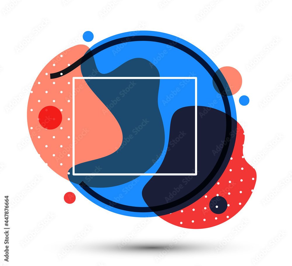 Poster round shape colorful ink paint fluids vector illustration isolated on white, modern style design com