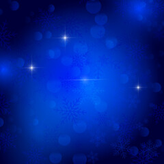 Blue cosmic bokeh with sparkling stars background.