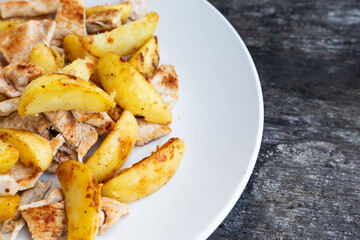 Pan-fried chicken and potatoes