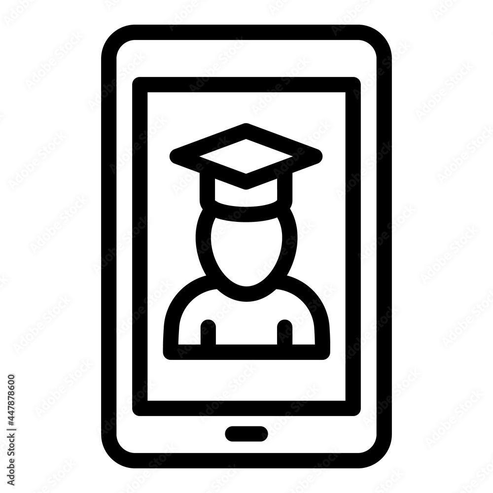 Poster interactive learning online graduated icon. outline interactive learning online graduated vector ico
