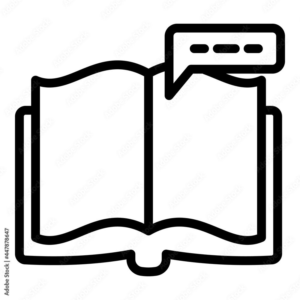 Poster interactive learning open book icon. outline interactive learning open book vector icon for web desi