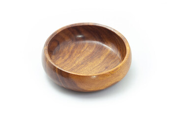 Empty wooden tray on white background.