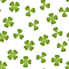 Seamless pattern with clover leafs on white background