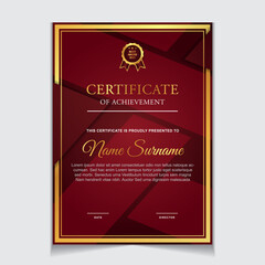 Naklejka na ściany i meble Certificate of achievement border design templates with elements of luxury gold badges and modern line patterns. vector graphic print layout can use For award, appreciation, education