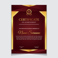 Certificate of achievement border design templates with elements of  luxury gold badges and modern line patterns. vector graphic print layout can use For award, appreciation, education