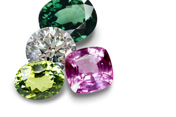 Fototapeta premium Bright gems isolated on a white background