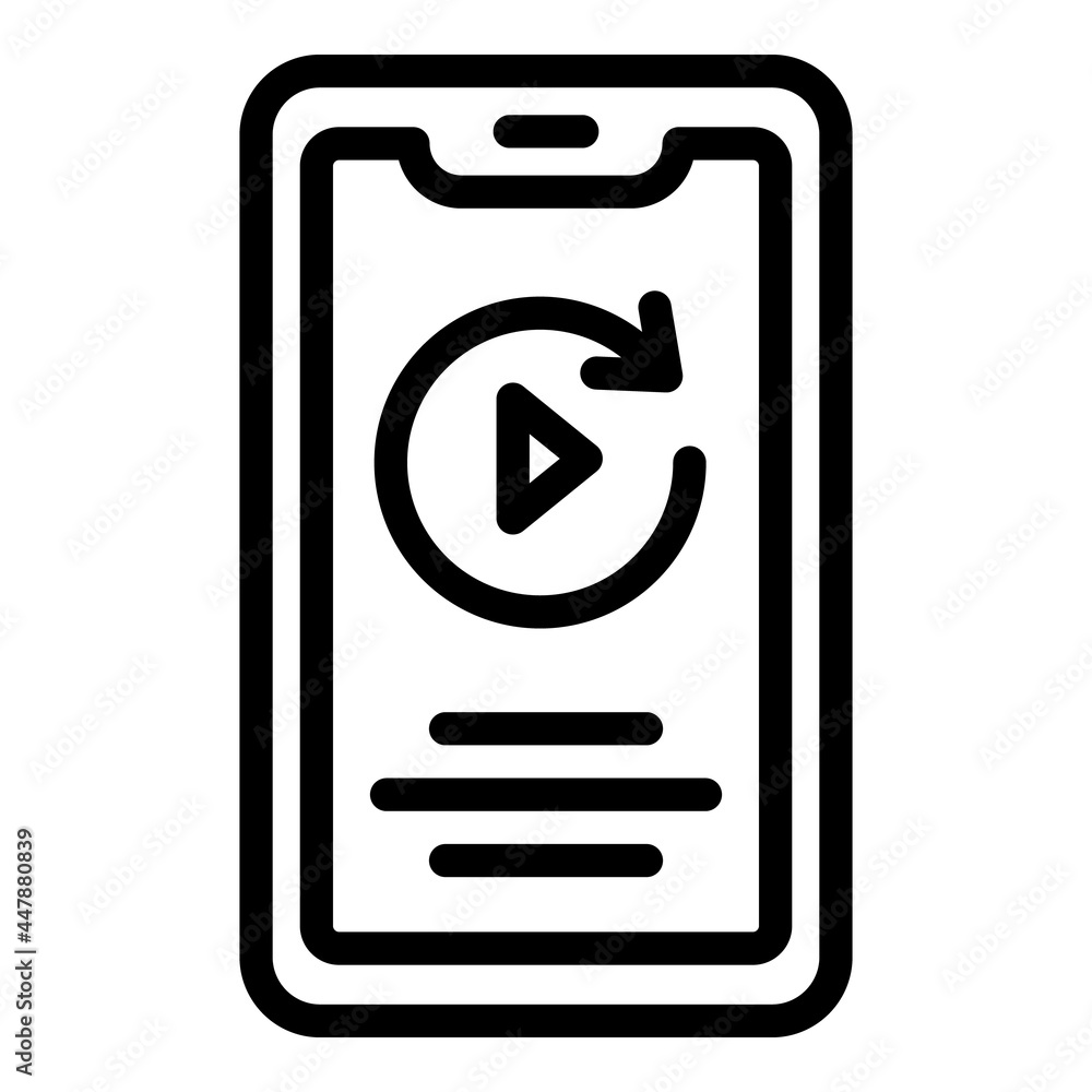 Poster phone music player app icon. outline phone music player app vector icon for web design isolated on w
