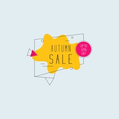 Vector Autumn Sale banner. Sale offer price sign.  Discount text. Up to 50% off