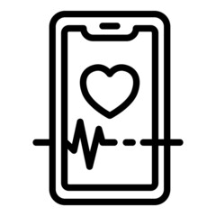 Phone heart rate app icon. Outline Phone heart rate app vector icon for web design isolated on white background