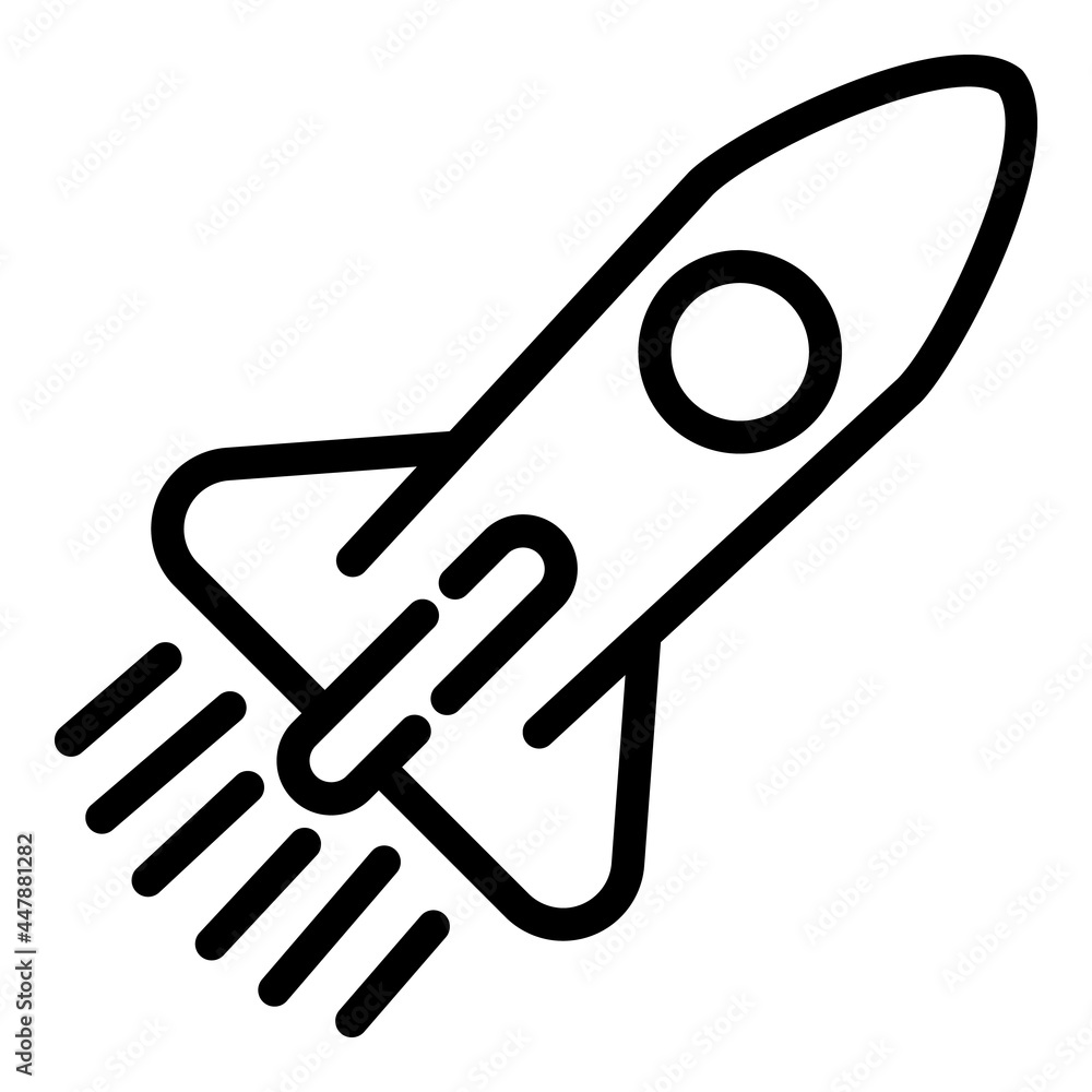 Poster flying space rocket icon. outline flying space rocket vector icon for web design isolated on white b