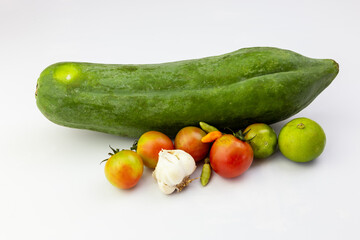 Fresh papaya, Thai food ingredient isolated on white background
