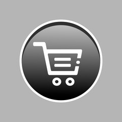 Shopping basket icon, trolley vector icon. Store button logo