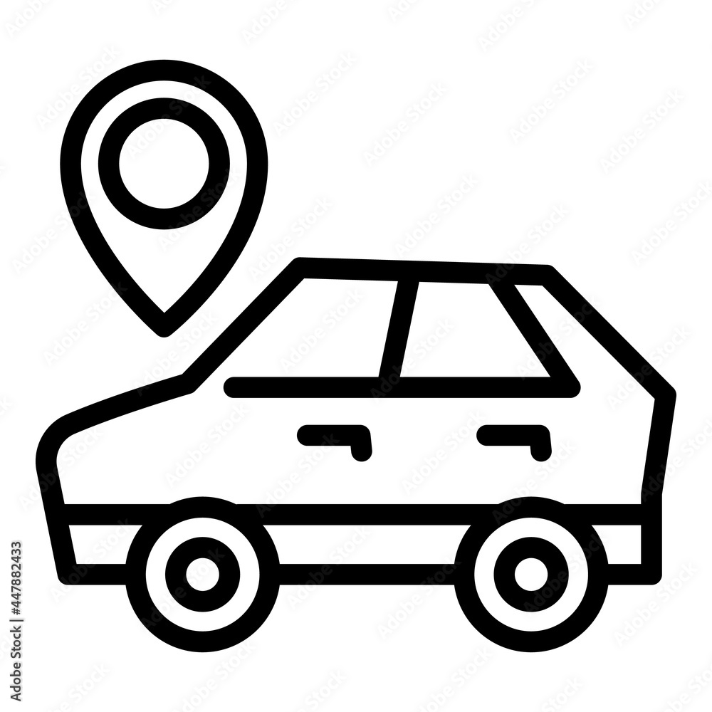 Poster location car sharing icon. outline location car sharing vector icon for web design isolated on white