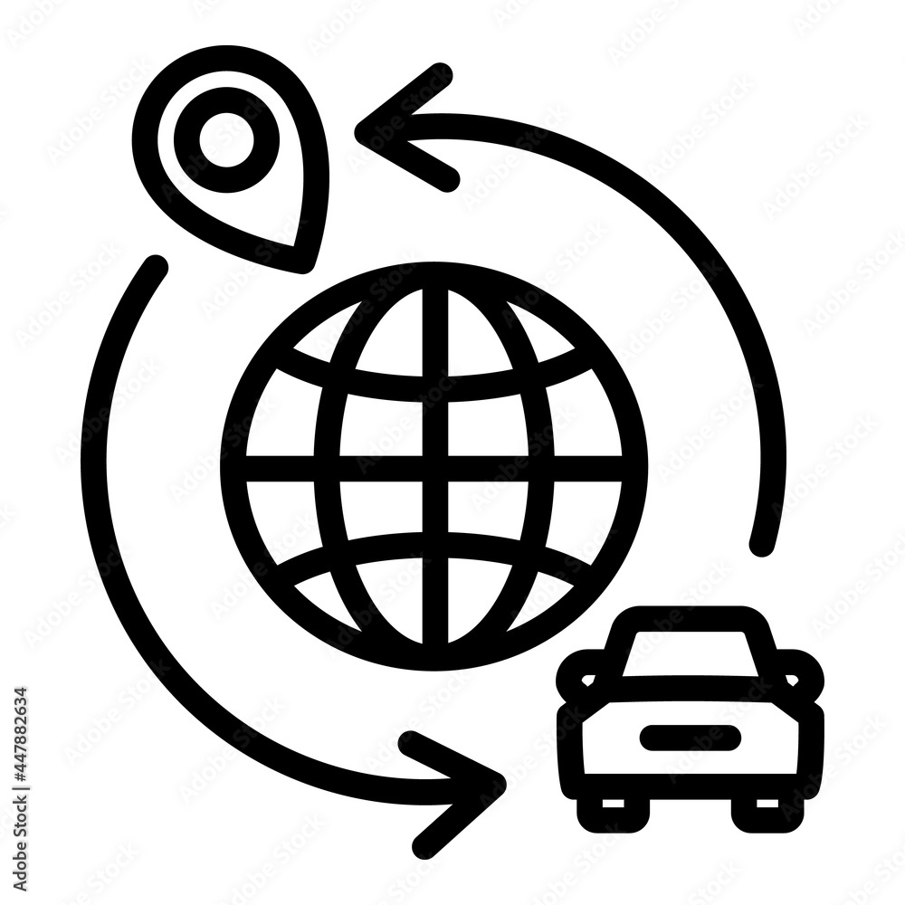 Poster global car sharing icon. outline global car sharing vector icon for web design isolated on white bac