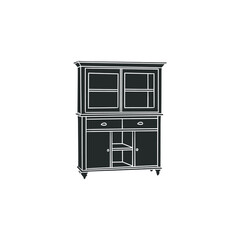 China Cabinet Icon Silhouette Illustration. Furniture Vector Graphic Pictogram Symbol Clip Art. Doodle Sketch Black Sign.