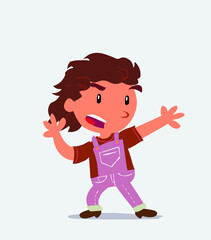 cartoon character of little girl on jeans arguing angry.