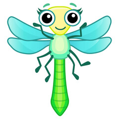 Funny character dragonfly in a cartoon style