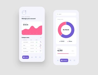 Mobile app interface design with UI and UX elements. Use design for web application or mobile app. - obrazy, fototapety, plakaty