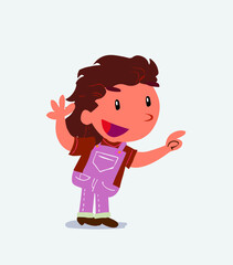 cartoon character of little girl on jeans pointing while arguing.