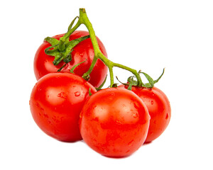 Red fresh tomatoes branch isolated on the white background