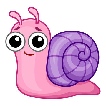 Funny character snail in a cartoon style