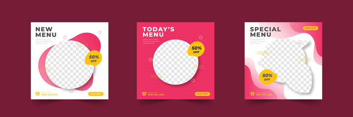 food menu social media post banner template collection