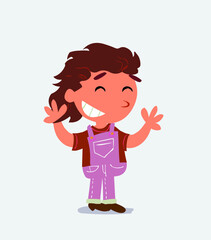 Very pleased cartoon character of little girl on jeans.