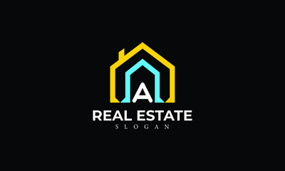 Alphabet A Real Estate Monogram Vector Logo Design, Letter A House Icon Template