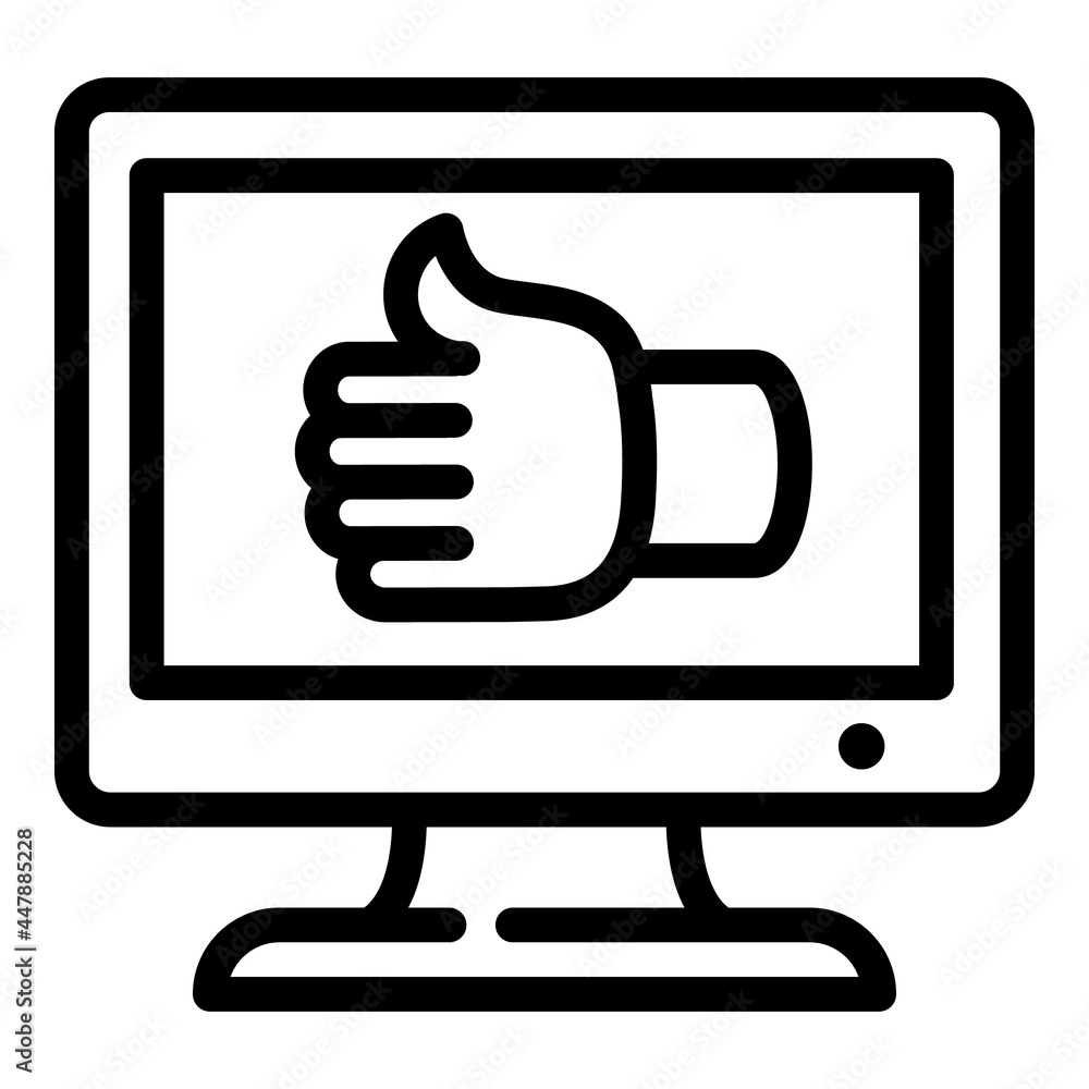 Poster computer online vote icon. outline computer online vote vector icon for web design isolated on white