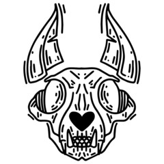 Skull of a cat. Halloween clipart. A tool for the ritual. Occult witchcraft.