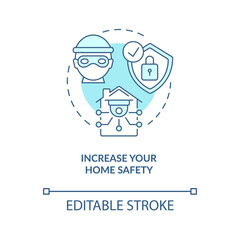 Increase your home safety blue concept icon. Surveillance systems quality assurance. Home security cameras abstract idea thin line illustration. Vector isolated outline color drawing. Editable stroke