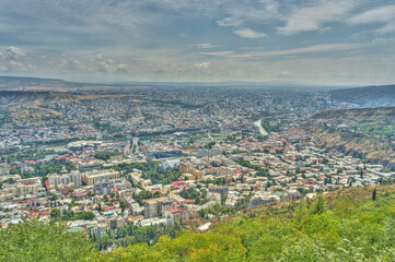 Fototapeta na wymiar Tbilisi cityscape from Mtatsminda Park, HDR Image