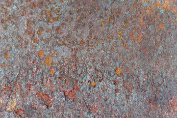 grunge background: rust on old painted metal surface, corrosion of steel, toning