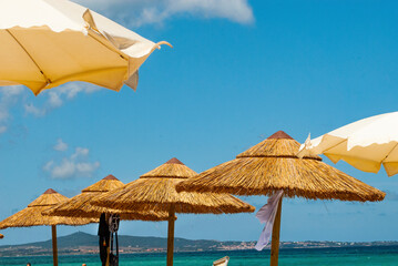 Emerald sea and white sand beach at Ezzi Mannu in august 2021, Pazzona beach, Sardinia, Italy, Europe