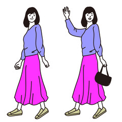 ビジネス女性の横向き全身ベクター