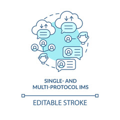 Single and multi protocol IM blue concept icon. Online platform services for texting. Messaging software abstract idea thin line illustration. Vector isolated outline color drawing. Editable stroke