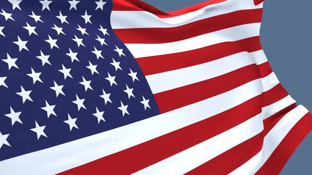 National Flag Of Usa Waving In The Wind