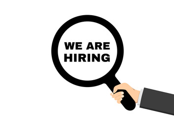 We are hiring with magnifier illustration