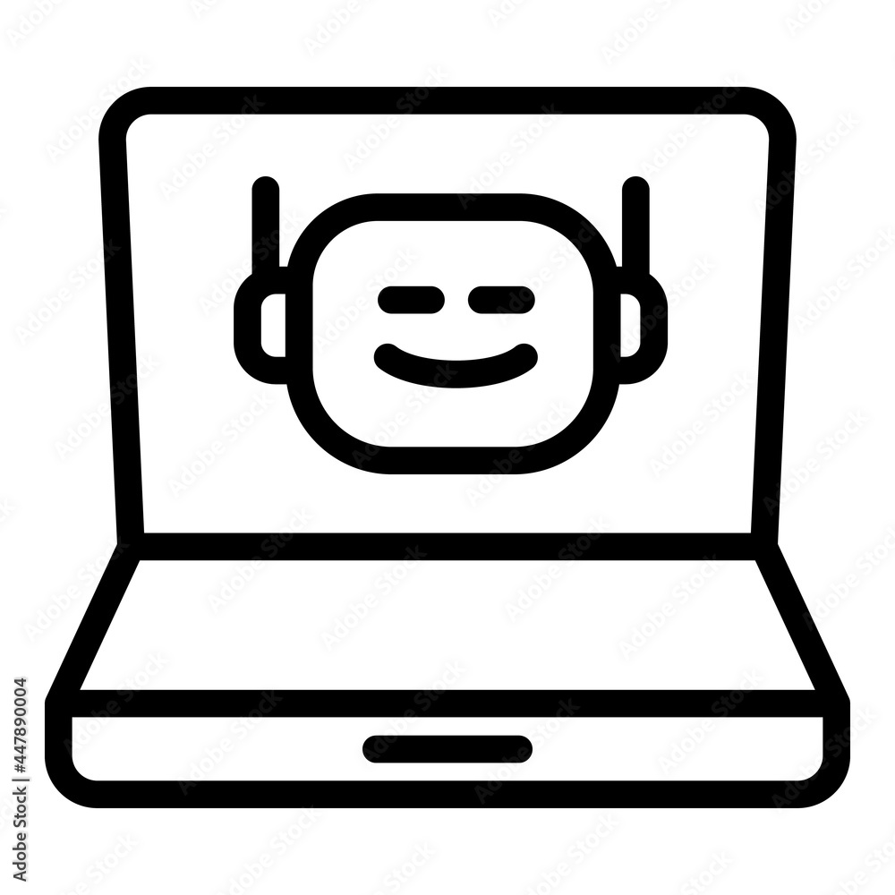 Poster laptop chatbot icon. outline laptop chatbot vector icon for web design isolated on white background