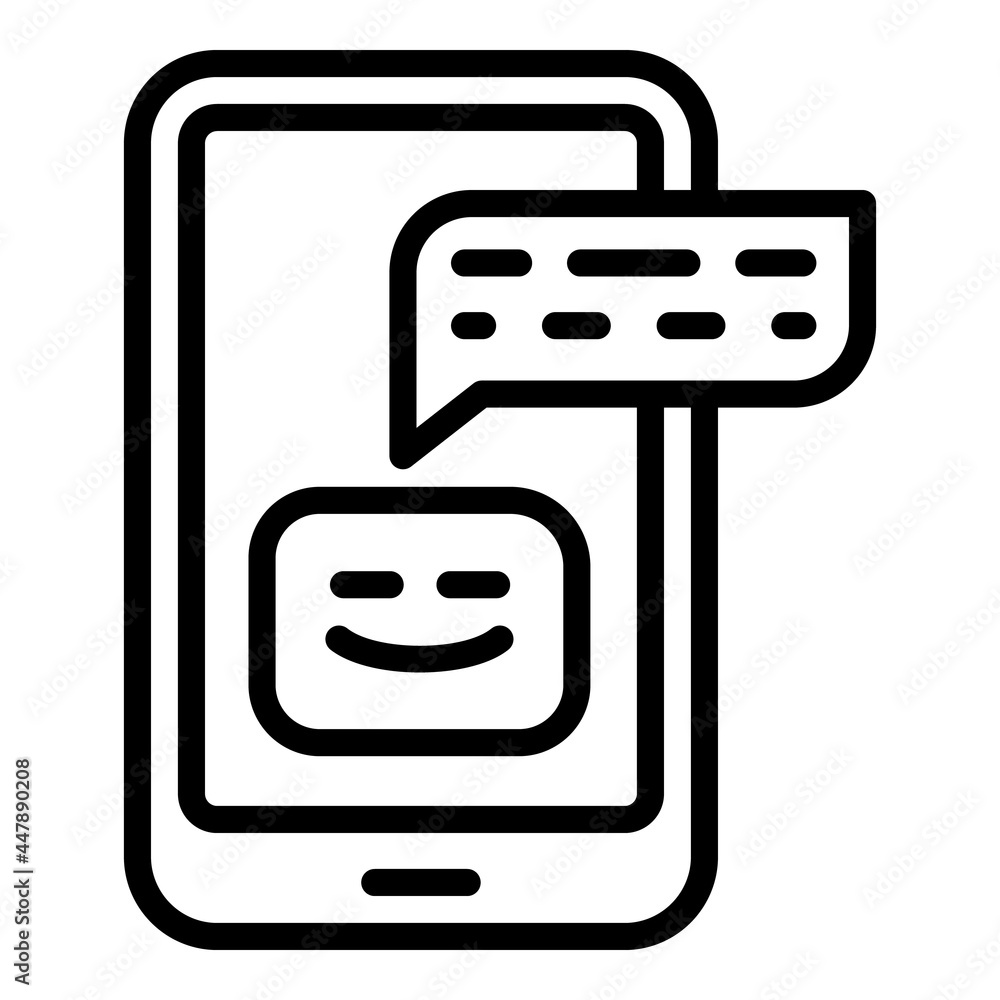 Poster phone chatbot icon. outline phone chatbot vector icon for web design isolated on white background