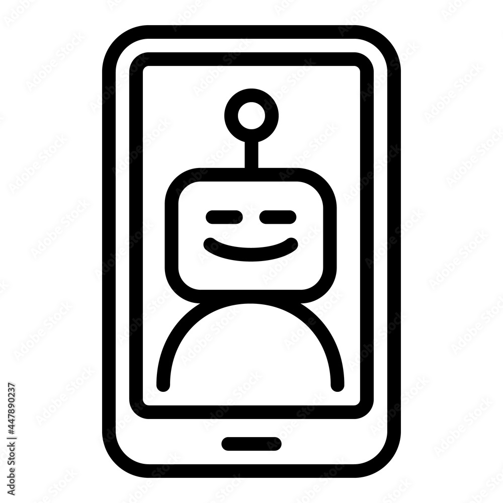 Poster smiling chatbot icon. outline smiling chatbot vector icon for web design isolated on white backgroun