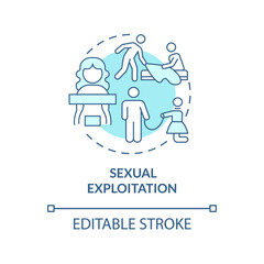 Sexual abuse blue concept icon. Forced sex service abstract idea thin line illustration. Non consensual kids sexual abuse. Harassment. Vector isolated outline color drawing. Editable stroke