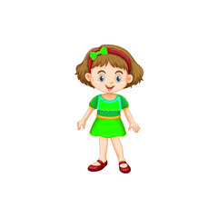 flat girl character on white background