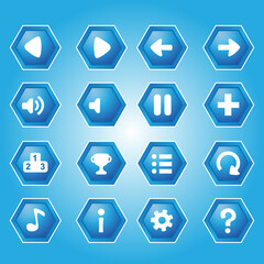 vector hexagon set of icons/buttons for games or applications ui