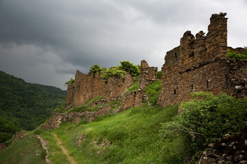 Fototapeta na wymiar Kala-Koreish - the remains of an ancient city in the Caucasus mountains