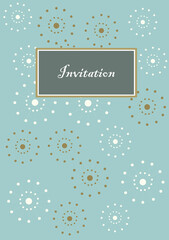 Invitation card with golden and white dotted pattern 