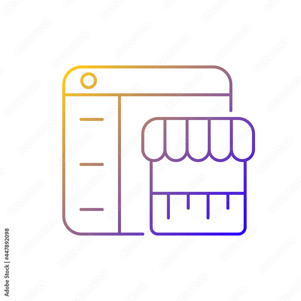 Poster online marketplace gradient linear vector icon. buying, selling items. e-commerce. digital middleman