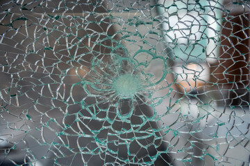 Shattered broken glass background window
